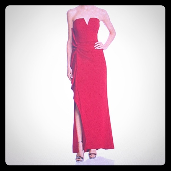 strapless crepe gown
